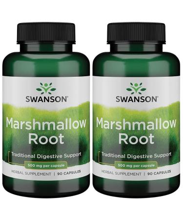 Swanson Marshmallow Root Healthy Supports Respiratory Function Digestive Support 500 Milligrams 90 Capsules (2 Pack)