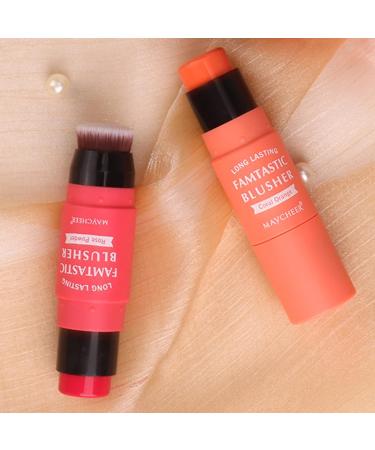 CkFyahp 3-in-1 Cream Blush Stick with Brush | Lightweight, Long-Lasting Makeup Stick for Cheeks, Lips, and Eyes | Face Blush Cream for Mature Skin - Rose Pink - Buy Online on GoSupps.com