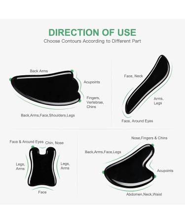 Airogym Guasha Massage Tool Set - Natural Stone Gua Sha Board for SPA Acupuncture and Muscle Knots - 4PCS Black Stone Scraping Massage Sets for Facial Care and Physical Therapy - Buy Online on GoSupps.com