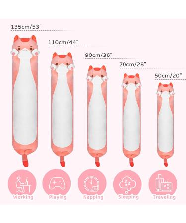 Buy Mewaii 110cm Kawaii Long Cat Plush Pillow - Soft Pink Cuddly Toy Stuffed Animal Gift - Buy Online on GoSupps.com