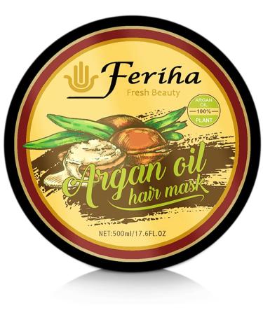 Feriha Moroccan Argan Oil Hair Mask 17.6 Fl Oz | Salon Quality Treatment with Aloe Vera Extracts for Visible Results - Buy Online on GoSupps.com
