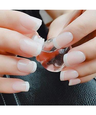 Shop Huil 24Pcs French False Nails - White Nude Short Square Press-On Nails for Women | Full Cover Nail Art - Buy Online on GoSupps.com