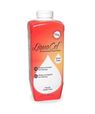 LiquaCel Concentrated Liquid Protein Sugar-Free Apple 32oz Bottle Collagen Whey Arginine