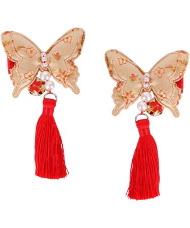 ibasenice 2 Pairs Chinese Style Hairpin Tassels Barrettes Party Hair Clip Kids Hairpin for New Year Bows Hair Clips New Year Bobby Pin Japanese-style Hairpin Child Girl Side Clip - Buy Online on GoSupps.com