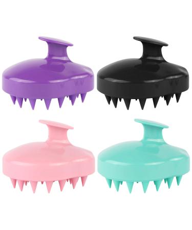 4 Pieces Silicone Hair Scalp Massager Shampoo Brush Scalp Scrubber Cleansing Brush Head Scrubber Dandruff Brush Hair Washing Tool for Women Men or Pets 4 Multi Color
