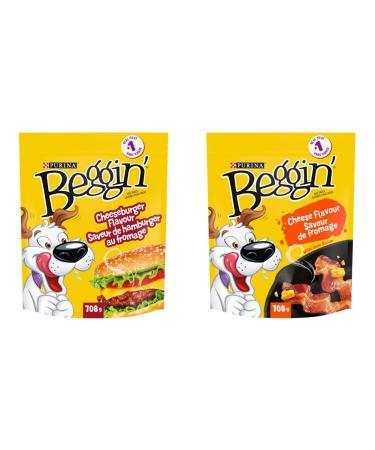 Beggin' Strips Dog Treats Cheeseburger Flavour | Cheese Flavour Dog Snacks (708 g Each)