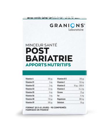 GRANIONS Post Bariatrics | Bariatric Surgery | Nutritional Intakes | Healthy Slimming | Vitamins and Minerals Chromium Iron | Fast Absorption | Made in France | 90 pp | 30 to 45 Day Program