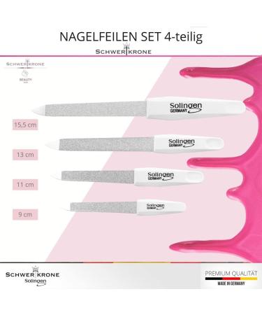 Schwertkrone High-Quality Sapphire Nail File Set - 4 Pieces Fine/Coarse | Premium Manicure & Pedicure Tools from Solingen - Buy Online on GoSupps.com
