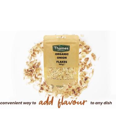 Organic Onion Flakes 250- Non-GMO Vegan No Additives No Preservatives - Dehydrated Onion Flakes Perfect for Soups Stews and Seasoning Blends - Thames Organic 250g - Buy Online on GoSupps.com