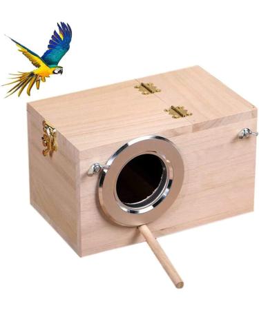 Nesting Box Cage for Parakeets, Budgies, and Small Birds - Coconut Fiber Wood Breeding House with Perch - Ideal for Finch, Canary, Cockatiel, Lovebird, Sparrow - Buy Online on GoSupps.com