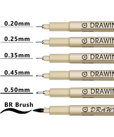 Micro Fineliner Drawing Pens Set - 6 Black Waterproof Ink Artist Supplies for Sketching, Journaling, Manga, and Watercolor - Fine Line Archival Inking Markers with 6 Tip Sizes - Buy Online on GoSupps.com