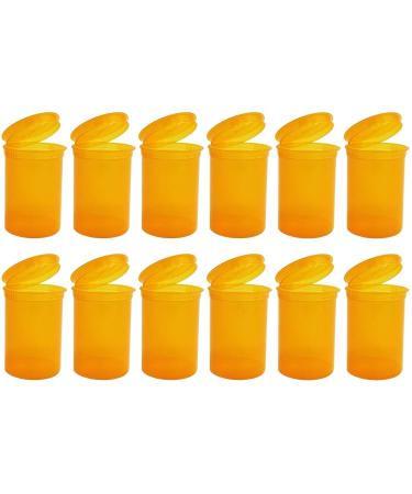 Multi-Use Airtight Empty Pill Bottles with Hinged Lids 30 Dram Plastic Bottle Organizer for Supplements Vitamins & Medicines 12 Pack (Amber Translucent)
