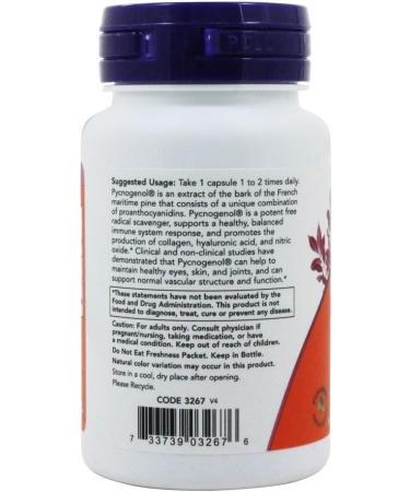 NOW Foods Pycnogenol 100mg - 60 Vegetarian Capsules | Powerful Antioxidant Supplement - Buy Online on GoSupps.com
