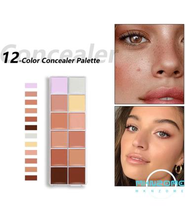 Professional 12 Color Cream Contour Palette & Brush Set - Full Coverage Concealer for Face Makeup | Perfect Gift for Women & Girls by MKNZOME - Buy Online on GoSupps.com