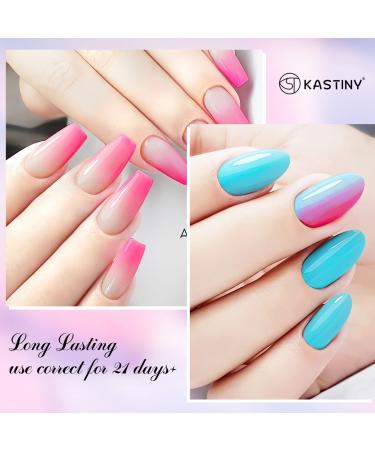 Kastiny 9Pcs Macaron Blue Pink Gel Nail Polish Kit | Soak Off Gel Set with Base, Matte & Glossy Top Coat | Perfect Birthday Gift for Girls - Buy Online on GoSupps.com