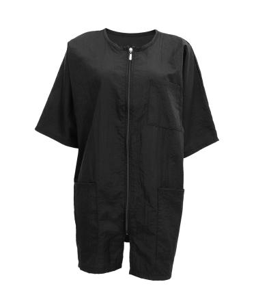 Lurrose Salon Smocks for Clients Short Sleeve Barbers Waterproof Cape Hairdressing Cape Nylon Makeup Cape with Zipper (Black)