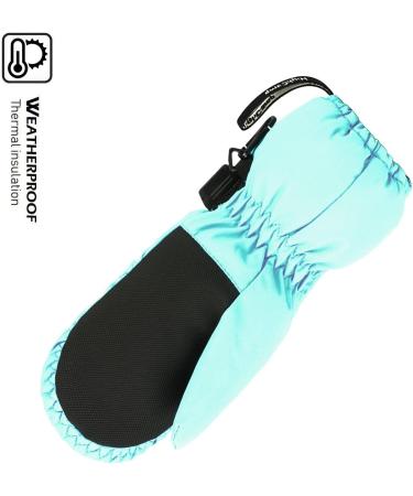 Highcamp Kids Waterproof Winter Snow Ski Mitten Gloves with Zipper - Aqua, M (6-8 Y) - Buy Online on GoSupps.com