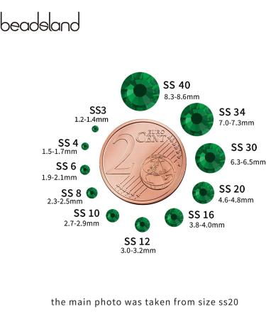 Beadsland 288 Pieces Flat Back Rhinestones - Emerald Green Nail Crystals (SS30 6.4-6.6mm) for Nail Art and Craft Projects - Buy Online on GoSupps.com