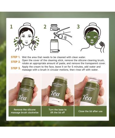 Green Tea Mask Stick with Silicone Scrubber | Deep Pore Cleanse & Blackhead Remover | Smooth Skin & Refine Pores - 45g/1.59oz - Buy Online on GoSupps.com