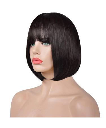 Buy Sofeiyan 11-Inch Short Straight Bob Wig with Pony Synthetic Daily & Party Hair Wig for Black Women in Dark Brown Dark Auburn & Dark Chestnut Brown - Buy Online on GoSupps.com