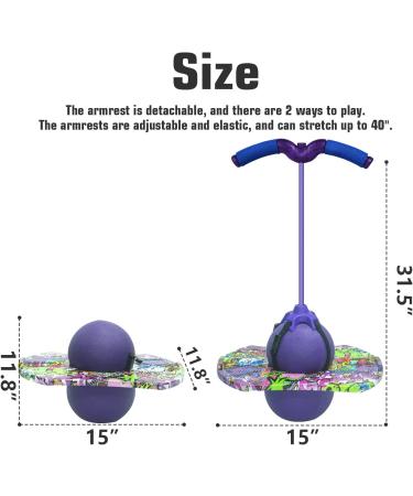 Adjustable Handles Pogo Ball | Air Pump Included | Balance Exercise for Kids & Adults | Max 200LB Load | Purple - Buy Online on GoSupps.com