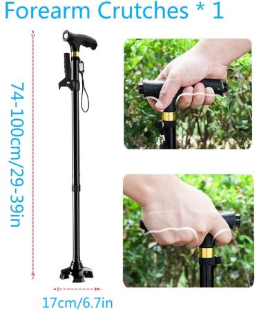 Forearm Crutches Ergonomic Handles Comfortable Grip and Wear-Resistant Non-Slip Walking Cane for Elderly LED Lights Height Adjustable Balanced Walker Warm Life - Buy Online on GoSupps.com