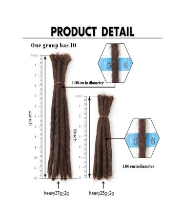 Coolbers 100% Human Hair Dreadlocks Extensions - 12-Inch Handmade Crochet Braids 10 Strands 1cm Width Available in 8 Inch #1b - International Shipping - Buy Online on GoSupps.com