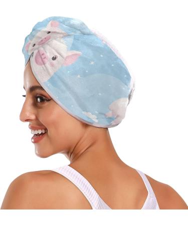 Buy Pink Pigs Blue Sky Hair Towel 2 Pack - Super Absorbent Quick Dry Hair Turbans for Women & Girls - Buy Online on GoSupps.com