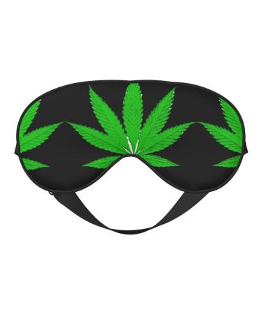 SSIMOO Green Leaf. Print Ultra-Soft Light-Blocking Eye Mask for Optimal Comfort and Restful Sleep Black