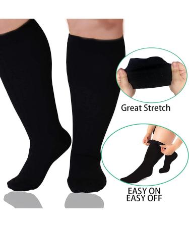GET-FA 3 Pairs Plus Size Compression Socks for Women and Men - XXL Wide Calf - 20-30mmHg Support for Circulation - Black - Buy Online on GoSupps.com