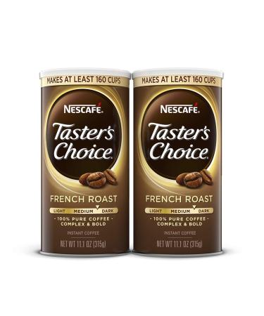 NESCAFE Taster's Choice, French Roast Medium Dark Roast Instant-Coffee, 11.1 oz. Resealable Canister, 2 Pack (320-cups total) French Roast 11.1 Ounce (Pack of 2)