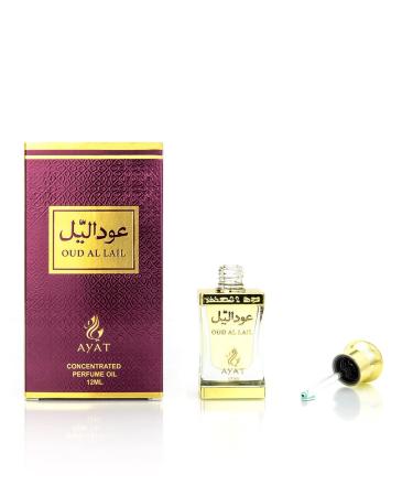 AYAT PERFUMES Perfumed Oil 12ml From Dubai | Musk Halal For Men and Women Alcohol Free | Perfume Extract/Attar For Long Lasting Scent | Arabian scent Made and Designed in Dubai (Oud Al Lail) - Buy Online on GoSupps.com