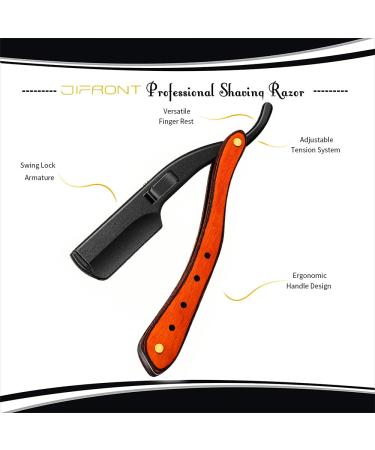 Professional Straight Edge Razor Kit - 20 Double-Edged Blades | Stainless Steel Barber Shaver for Close Shaving - Black/Gold - Buy Online on GoSupps.com