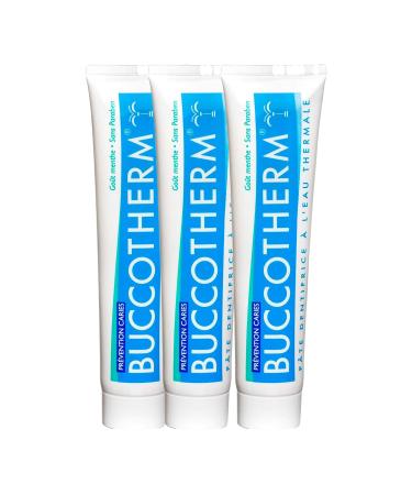 BUCCOTHERM | Toothpaste Prevention Caries Mint Taste | Certified Organic | Soothes Gums | Protects | Prevention of Caries | 100% Natural Ingredients | Pack of 3 x 75 ml