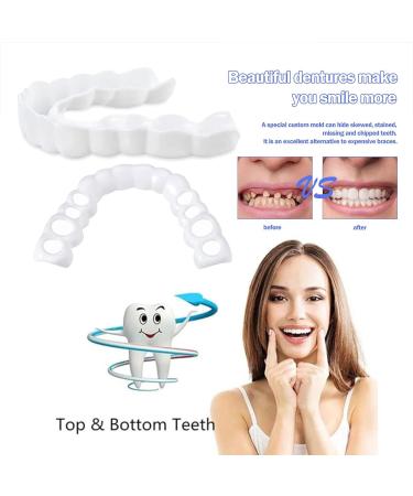 Denture Teeth Veneer Set - Natural Shade Fake Cover for Upper and Lower Jaw - Men Women Braces - Confidence-Boosting Smile Fix | 4PCS - Buy Online on GoSupps.com