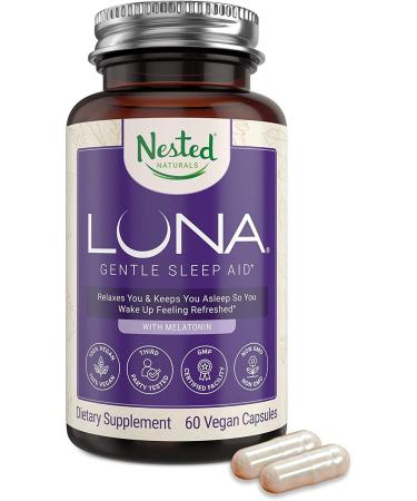 Nested Luna Sleep Aid Herbal Supplement with Melatonin - 60 Capsules
