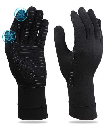 Copper Arthritis Gloves for Women Men for Carpal Tunnel Pain Relief Full Finger Compression Gloves for Hand Pains Swelling Rheumatoid Tendonitis Touchscreen Tips Gloves (Medium) Medium Full Finger