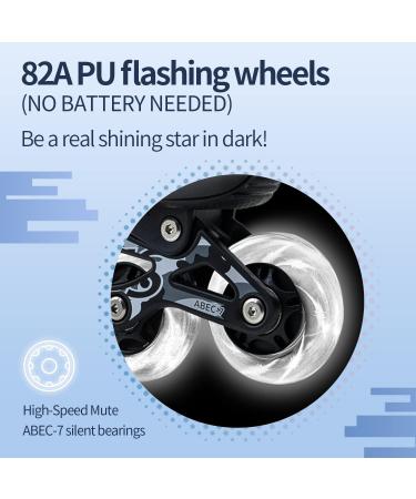 Adjustable Roller Blades Inline Skates for Kids & Adults | Light Up Outdoor Indoor Skates | Black Camo | Size Large (4-7 US) - Buy Online on GoSupps.com