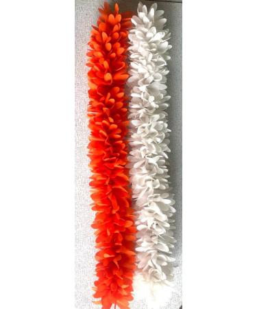 Dreams Bharatanatyam White & Orange Single Color Jasmine Flower synthetic Fabric Gajra 12 inch for Gorgeous and Stunning Hairstyles - Buy Online on GoSupps.com