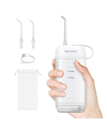 Portable Mini Water Flosser for Teeth Gums Braces Care and Travel with 3 Flossing Tips Rechargeable and IPX7 Waterproof Water Teeth Cleaner Picks White