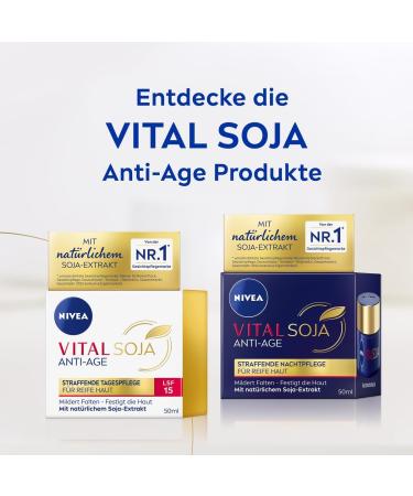 NIVEA VITAL SOJA Firming Day Cream SPF 15 for Mature Skin with Natural Soy Extract SPF Day Cream Against Pigmentation Spots (50 ml) - Buy Online on GoSupps.com