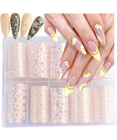 Qbkohphifm 10 Rolls Mini White Flower Nail Transfer Foils Nail Sticker Nail Decals for Nail Art Spring Summer Floral Theme Nail Foil Transfer - Buy Online on GoSupps.com
