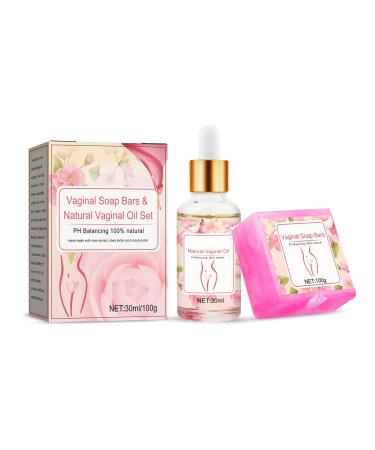 Hotiary Ph Balance Yoni Essential Oil Eliminates Odor for Women Female Privacy Care Rose Serum Yoni Essential Oil Deodorize Vagina Tighten Relieve Stress(Yoni Soap Bar + Oil Set)