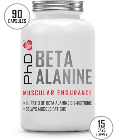 PhD Nutrition Beta Alanine & L-Histidine Supplement - Delays Muscle Fatigue, Boosts Athletic Performance - Vegan, Dairy-Free, Gluten-Free - 90 Capsules - Buy Online on GoSupps.com