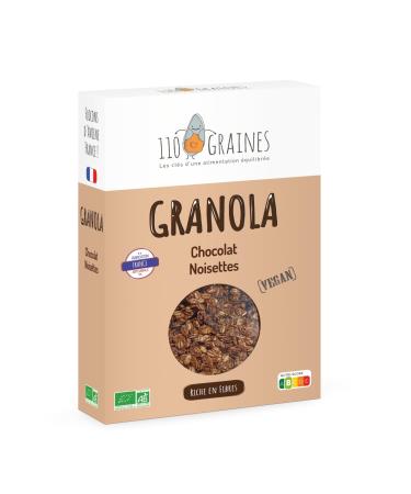 110Graines - Organic Chocolate Hazelnut Granola - 375g - Vegan and additive-free - France