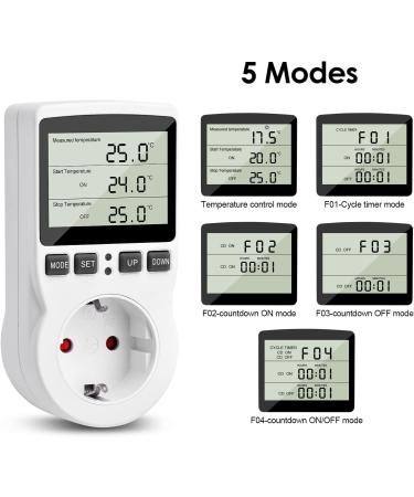 Diymore 230V Temperature Controller Socket with LCD Display & Timer - Ideal for Greenhouses Aquariums and Fridges - Buy Online on GoSupps.com