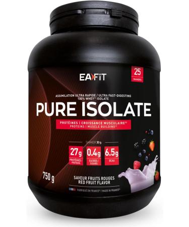 Eafit pure isolates red fruits - 750 g - 3 gourmet taste directions - proteins - sugar and fat low - muscle building - cold microfiltration - 5 g BCAA - confirmed by athletes - anti -doping certification - French brand - Buy Online on GoSupps.com