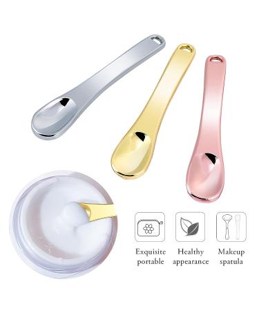 Mini Metal Makeup Spatula Set - Reusable Applicator for Facial Cosmetics - 3 Pack (Gold, Silver, Rose Gold) - Buy Online on GoSupps.com