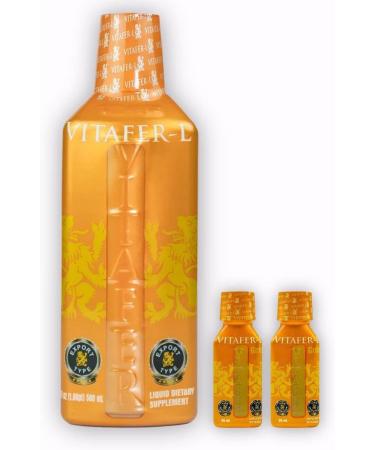 Vitafer-L Gold - AMC Suplements for Men and Woman. 1 of (500 ml - 16.9 oz) with 2 Vitachito Gold (20ml - 0.67oz) Pocket Size with Bonus AMC Keychain Bottle-can Opener Gift
