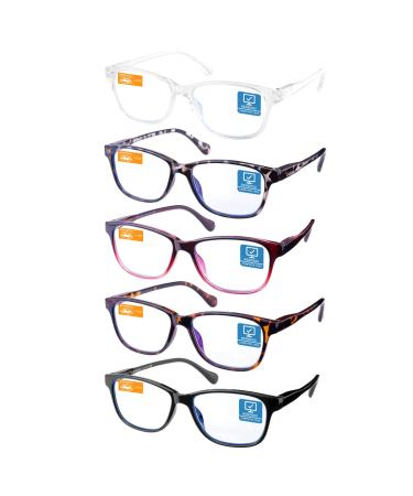 K KENZHOU 5-Pack Reading Glasses Blue Light Blocking Women/Men,Anti Headache/Glare/Eye Strain Lightweight Eyeglasses C1c2c6c7c10 2.5 x